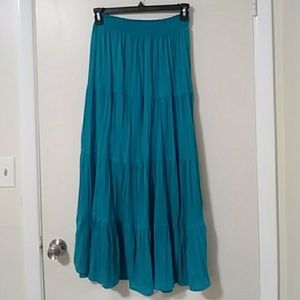 Long hippie skirt, turquoise blue